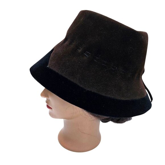 Vintage Yves Saint Laurent Brown Wool Bucket Hat Two Tone Italy 25" - Picture 4 of 12